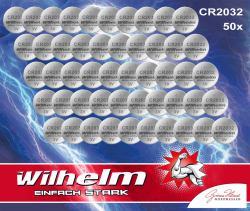 50 x Knopfzelle CR2032 Wilhelm Batterie Lithium 3V CR 2032 Industrieware Angebot bei HelloDeals