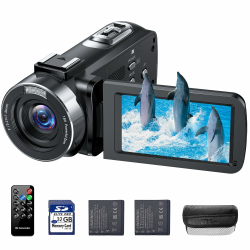 Videokamera 4K 42MP Camcorder 18X Digitalzoom kamera Video recorder, 3,0 Zoll 270° drehbarer Bildschirm Video Camera Vlogging Kamera für Youtube mit 32 GB SD-Karte, Akkus, Fülllicht, Fernbedienung 4K-42MP(32GB SD Card) Angebot bei HelloDeals