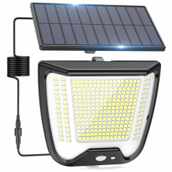 CZHHMART Solarlampen Strahler Außen LED mit Bewegungsmelder - 288 LED Solar Lampe Aussen IP65 Wasserdicht Solarleuchte 3 Modi Flutlicht mit 5m Kabel Außenlampe Outdoor Solarstrahler für Garten Garage 1Pack-288 LED Angebot bei HelloDeals