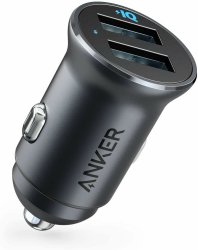 Anker 24W Car Charger Ladegerät, Mini Autoladegerät, 4.8A Duales USB Mit Blauem LED-Licht, Kompatibel Mit iPhone 16/15/14/13, iPad Pro/Air 2/Mini, Galaxy und Mehr Schwarz Angebot bei HelloDeals