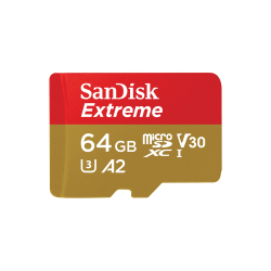 SanDisk Extreme microSDXC UHS-I Speicherkarte 64 GB + Adapter (Für Smartphones, Actionkameras und Drohnen, A2, C10, V30, U3, 170 MB/s Übertragung, RescuePRO Deluxe) Single 64 GB Extreme Angebot bei HelloDeals