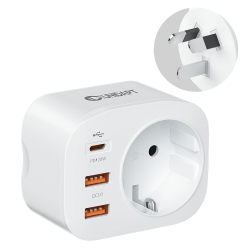 Unidapt 20W Australien Reiseadapter, 4 in 1 PD & QC 3.0 Schnellladestecker-Adapter, mit 2 USB-Anschlüssen und 1 USB-C-Anschluss, für Australien, Argentinien, China, CE-Zertifizierung-Typ I Angebot bei HelloDeals