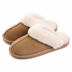 Misolin Damen Herren Hausschuhe Winter Warme Faux Pelz Slippers Weiche Flache Plüsch Pantoffeln Rutschfeste Outdoor/Indoor - mit super Qualität 38.5/40 EU Hellbraun Angebot bei HelloDeals