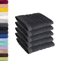 Lavea 5er Set Gästetuch 30x50cm, Frottierserie Elena, Anthrazit 5 x 30 x 50 cm Anthrazit Angebot bei HelloDeals