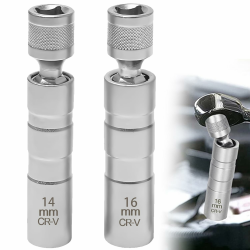TUZHE Zündkerzenschlüssel 14mm und 16mm 2 Stück Magnet Universal Flexibel Zündkerzenschlüssel Satz Werkzeuge zum Entfernen von Zündkerzen (14mm+16mm) Angebot bei HelloDeals