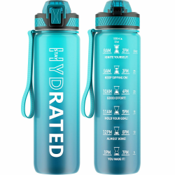 QLUR Trinkflasche, 1L BPA-Frei Tritan Wasserflasche mit Strohhalm, Trinkflasche Sport Auslaufsicher mit Zeitmarkierung und Bürste, Sportflasche für Fitness, Schule, Yoga, Outdoor(1 Flasche) 1000 ml Dunkelblau Angebot bei HelloDeals