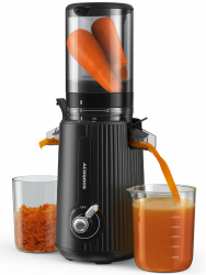 ACOQOOS Entsafter, Entsafter Gemüse und Obst with 110MM Einfüllöffnung, Leicht zu Reinigen Slow Juicer Machine with 2 Cups Schwarz Angebot bei HelloDeals