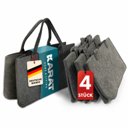 KARAT Filztasche Shopper Holzkorb für Kaminholz, robuste Einkaufstasche aus Filz universell einsetzbar, Filzkorb mit Griffen 50x25x25cm, grau 30 L Vol. (Conny) (4 Stück) Angebot bei HelloDeals