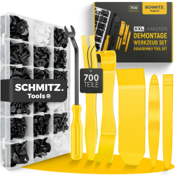 Befestigungsclips Auto + Auto Demontage Werkzeuge Set von SCHMITZ.Tools [700 Teile] Hebelwerkzeug Auto - Kfz Werkzeug - Auto Zubehör Innenraum - Auto Clips - Klips - Spreiznieten - Befestigung Clips Angebot bei HelloDeals