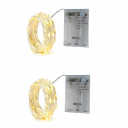 BXROIU 2 x20er Micro LED Lichterkette Batterie betrieb 3 Programm mit Timer Auf Silberdraht für Party, Weihnachten, Halloween, Hochzeit Deko (2 metre/6.6 Ft, Warm weiß) 2 metre/6.6 Ft Warm Weiß Angebot bei HelloDeals
