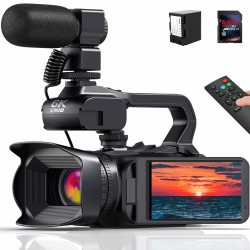 Videokamera 6K Camcorder 64MP 18X Digitalzoom Vlogging Kamera mit IR Nachtsicht für YouTube, HD Webcam Camera WiFi Videokamera mit 4500mAh Akku, SD-Karte, Stabilisator, Mikrofon und 2,4G Fernbedienung Schwarz6K Angebot bei HelloDeals