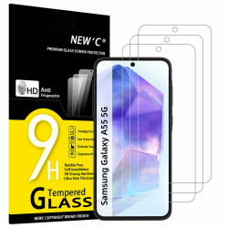 NEW'C 3 Stück, Panzer Schutz Glas für Samsung Galaxy A55 5G, Frei von Kratzern, 9H Härte, HD Displayschutzfolie, 0.33mm Ultra-klar, Ultrabeständig A55 6,6 Zoll Transparent Angebot bei HelloDeals