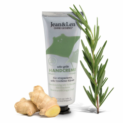 Jean & Len Sehr geile Handcreme Rosemary & Ginger, mit Urea, Handpflege für trockene und rissige Hände, spendet Feuchtigkeit und pflegt intensiv, ohne Parabene und Silikone, Tube, 75 ml 75 ml (1er Pack) Rosemary/Ginger Angebot bei HelloDeals
