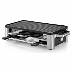 WMF Lono Raclette Grill mit Pfännchen und Schiebern, Raclette 8 Personen, 1500 W, edelstahl matt Single Angebot bei HelloDeals