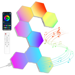 LED Sechseck Gaming Wandleuchte 8pcs Hexagon RGB Panel - Sechseck Waben Wall Light Musik Sync Deko Hexa Wandbeleuchtung Smart Sechseckige Gamer Room Deko Modular Lampe 8 PCS Angebot bei HelloDeals