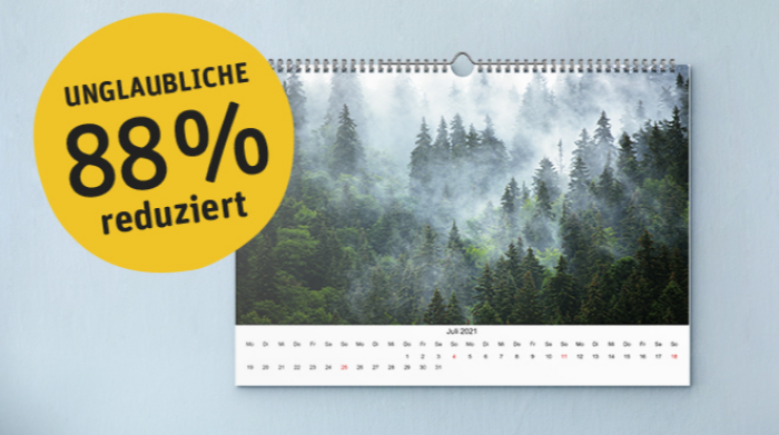 Fotokalender in Digitaldruck, A4 für 1,38€ + Versandkosten bei [REWE Fotos]