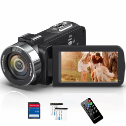Videokamera 4K 48MP Camcorder mit IR Nachtsicht, 18-Facher Digitalzoom 30FPS Video Kamera Recorder, 3.0-Zoll-LCD Touchscreen Webcam Vlog Kamera für YouTube mit Fernbedienung, SD-Karte und 2 Batterien Swz Angebot bei HelloDeals