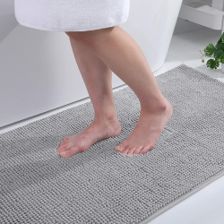 Homaxy Chenille Badezimmerteppich rutschfeste Badematte Waschbar Badteppich Weich Badvorleger Saugfähige Duschvorleger für Badezimmer - 40x60 cm, Hellgrau 40x60 cm Hellgrau Angebot bei HelloDeals