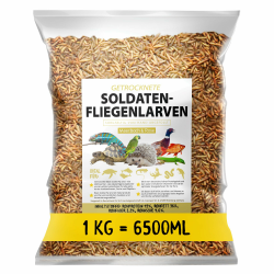 Soldatenfliegenlarven getrocknet 1kg (entspricht 6,5 Litern), Black Soldier Flys, Vogelfutter, Igelfutter mit Insekten, Fischfutter, proteinreicher Snack für Reptilien und Schildkröten 1 kg (1er Pack) Angebot bei HelloDeals