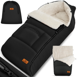Kidiz® Babyfußsack Baby Fußsack Winterfußsack Babyschale mit Reißverschluss Kuschelsack Babydecke Kinderwagen waschbar verschließbarer Kopfteil,Tasche, passend für alle Kinderwagen, Schwarz Angebot bei HelloDeals