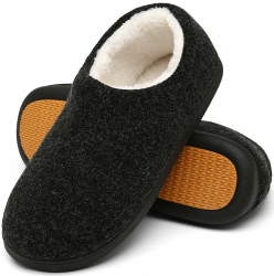 Mishansha Herren Winter Warme Hausschuhe Memory Foam Plüsch Pantoffeln,Gr.39-48 Schwarz 46 EU Angebot bei HelloDeals