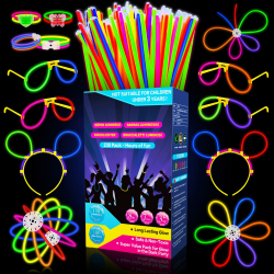 Millegu Knicklichter Party Set,100 Stück Leuchtstäbe 130 Verbinder,Neon Knicklichter Ketten und Leuchtbrillen für Kinder, Deko für Festival Hochzeiten Weihnacht Party Silvester Deko 2025 230 Angebot bei HelloDeals