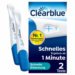 Clearblue Schwangerschaftstest Schnelle Erkennung, 2x Pregnancy Test, über 99 % zuverlässig mit FloorguardTM Technology, Ergebnis innerhalb von 1 Minute Schnelle Erkennung 2st Angebot bei HelloDeals