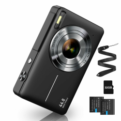 Digitalkamera 44MP FHD 1080p Fotoapparat Digital Kamera mit 32G Karte Fotokamera mit Batterie Einfache Tragbare 16X Digitalzoom Digitalkamera für Kinder Teenager Student Senioren Anfänger (Schwarz) Schwarz+32G Angebot bei HelloDeals