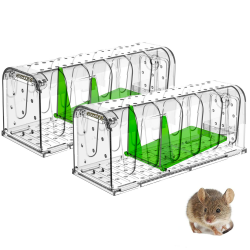 Lebendfalle für Maus Mausefalle 2er Set, Tierfreundliche Hygenische Mäusefalle mit Doppeltüren, Innovative Hochsensitive Lebendfalle Maus, Quick Release Ausgang, Keiner Kontakt mit Mäusen, transparent Grün Transparent Angebot bei HelloDeals