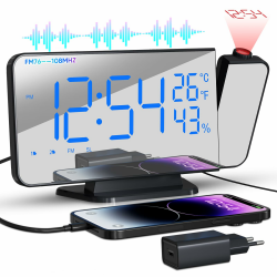 TAKRINK Wecker Digital Radiowecker mit 4 Stufen Bildschirmhelligkeit Projektionswecker mit Temperatur Wecker mit Projektion Dual-Alarm Type-C Ladegerät 180° Projektor Projektion 12/24H Hellblau Angebot bei HelloDeals