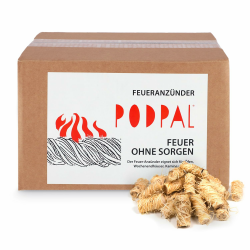 PODPAL Anzünder Holzwolle | natürliche Firestarter | Feuerbällchen 200 Stück - ca. 2 kg | Kaminanzünder Holzwolle Wachs | Grillanzünder Kamin | Fire Starter | Ofenanzünder | Feueranzünder Angebot bei HelloDeals