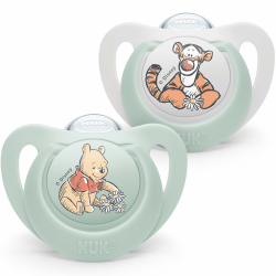 NUK Star Babyschnuller | 0−6 Monate | Beruhigt 99 % der Babys | BPA-freie Silikonschnuller | Winnie the Pooh | Mit Etui | 2 Stück 0-6m Standard Winnie Puuh Angebot bei HelloDeals