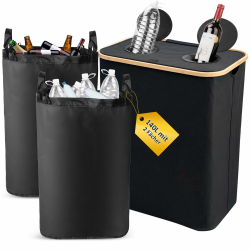 SOUTHGATE Pfandflaschen Sammelbehälter 2 Fächer, 140L Pfandbehälter, Leergut & Altglas Aufbewahrung mit Loch [inkl. 2 XXL Tragetasche], Mülleimer mit Deckel für Küche & Abstellraum, Schwarz Schwarz 140L für 60 Pfandflaschen Angebot bei HelloDeals