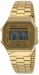 Casio Unisex Erwachsene Digital Quarz Uhr mit Edelstahl Armband Gold/Gold/Grau Single Angebot bei HelloDeals