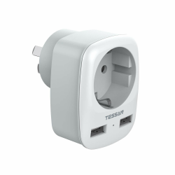 TESSAN Adapter Australien, 3 in 1 Reiseadapter Australien mit 2 USB, Adapter China Deutschland Stecker, Steckdosenadapter Australien, Stromadapter für Neuseeland China Argentinien, Reisestecker Typ I EU to AU Angebot bei HelloDeals