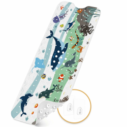Badewannenmatten rutschfest Kinder，100% BPA frei Enthält 2 Haken zum Aufhängen,100x40cm，Antirutschmatte für Badewanne，Duschmatte,schimmelresistent & maschinenwaschbar,Badematte Kinder Badewanne Weißes Sandmeer Angebot bei HelloDeals
