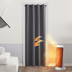 PONY DANCE Thermovorhang Kälteschutz Türvorhang Blickdicht 1 Stück H 210 x B 132 cm Verdunkelungsvorhang Grau Tür Gardinen mit Ösen Vorhänge Wohnzimmer Blackout Curtain H210 x B132 cm (1er Pack) Grau Angebot bei HelloDeals