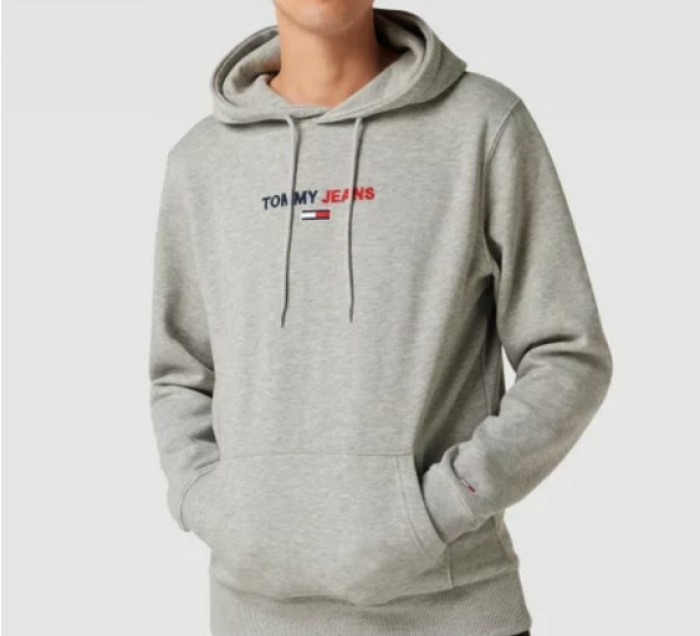 [Insider Club] Tommy Jeans Hoodie mit Logo-Stickerei - Mittelgrau meliert