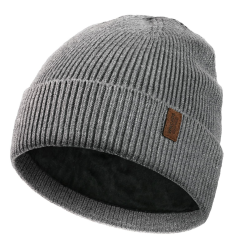 Wmcaps Beanie Mütze, Herren Winter Warme Unisex Wintermütze Strickmütze Dehnbare Weiche Wollmütze mit Bündchen und Dickem Warmem Futter Geschenk für Freundin männer Frauen Einheitsgröße Grau Angebot bei HelloDeals