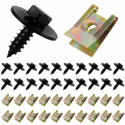 20 Sätze Blechmutter Schraube Mutter Clip Kit, Hanibos Feder Blechnmutter und U Typ Karosserieschrauben, Kotflügelclip Blechmuttern Befestigung Clips für Auto Angebot bei HelloDeals