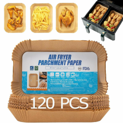 120 pcs Backpapier für Heißluftfritteuse ninja dual zone. Airfryer Backpapier für Ninja, Air Fryer Accessories kompatibel mit Ninja AF300EU AF400EU, Princess und anderen Dual Zone Air Fryer Angebot bei HelloDeals