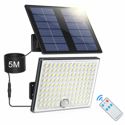 Solarlampen für Außen mit Fernbedienung,Außenlampe mit bewegungsmelder,IP65 Wasserdichte Solarleuchte mit 5m Kabel für Garage, Garten, Hof, Stufen, Haustüren, Rasen 1 STÜCK Angebot bei HelloDeals