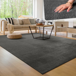 Paco Home Waschbarer Teppich Wohnzimmer Schlafzimmer Kurzflor rutschfest Flauschig Weich Moderne Einfarbige Muster, Grösse:160x220 cm, Farbe:Anthrazit 160 x 220 cm (Rechteckig) Anthrazit Angebot bei HelloDeals