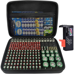 Kixda Batteriegehäuse, 250+ Steckplätze, große Organizer-Aufbewahrungsbox, Halterung für 2 A, 3 A, 4 A, C, D, 9 V, 3 V Lithium-Knopfbatterien (inklusive Tester, ohne Batterien) Angebot bei HelloDeals