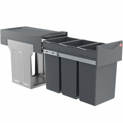 Hailo Abfallsammler Terzett 3666131 Einbau-Mülltrenner mit 3 Fächern - Küchen-Mülleimer für den Einbau im Schrank - 3x 10 L - Abfalleimer mit Vollauszug für Drehtüren Schränke ab 30 cm - Dunkelgrau Angebot bei HelloDeals