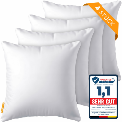 Gentle North Kopfkissen (45x45 cm groß) - 4er Set Kissen für Bett und als Dekokissen - Mit Reißverschluss für Füllung - Sofakissen - Zierkissen für Couch und Sofa - Ökotex - Waschbar bis 60° - Weiß 4 St. | 45 X 45cm Angebot bei HelloDeals