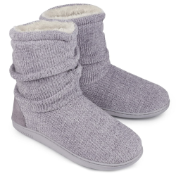 LongBay Damen Chenille Strick Warme Stiefel Hausschuhe Weiche Plüsch Fleece Booties Slipper Memory Foam Frauen Bootee Hausschuhe Haus Schuhe 40/41 EU Light Grau Angebot bei HelloDeals
