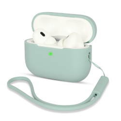 AOTUAO Kompatibel mit AirPods Pro 2 Hülle Case, Silikon Stoßfeste Schutzhülle für AirPods Pro 2. Generation 2022 Case Cover mit Silikon Lanyard, Front-LED Sichtbar, Cloud Grey Angebot bei HelloDeals