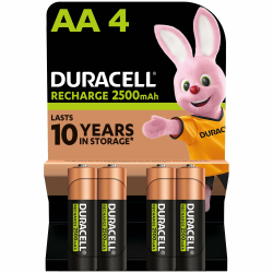 Duracell Akku AA, wiederaufladbare Batterien AA, 4 Stück, Unsere Nr. 1 - längste Haltbarkeit pro Aufladung, vorgeladen Größe AA - 2500 mAh Akkus 4 Stück Angebot bei HelloDeals