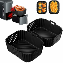 2 Stück Airfryer Zubehör für Ninja Double Stack XL SL400EU, Heißluftfritteuse Silikonform für Foodi Max Dual Zone AF400EU AF300EU 7.6 9.5L, Air Fryer Silikon Backform Einsatz Angebot bei HelloDeals